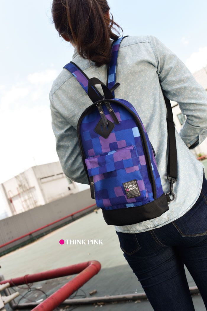 【THINK PINK】幻彩系列第二代加強版單/雙肩兩用包-方格紫