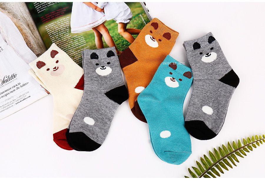 韓國製兒童襪(5入)-可愛小熊