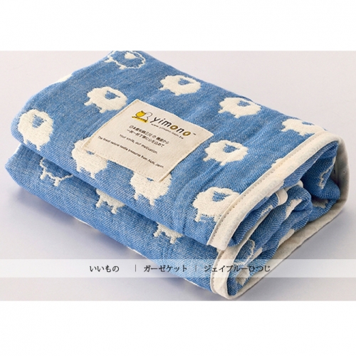 日本製YIMONO六層紗呼吸被 (藍色綿羊) - L-190cmx140cm