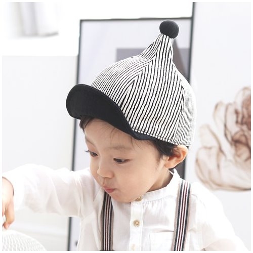 韓國製純棉寶寶帽(頭圍48cm)黑白條紋