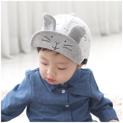 韓國製可愛兔子純棉寶寶帽(頭圍48cm)