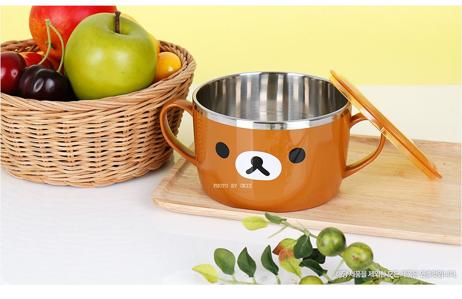 韓國製Rilakkuma拉拉熊 兒童內層不鏽碗(附蓋)630ml